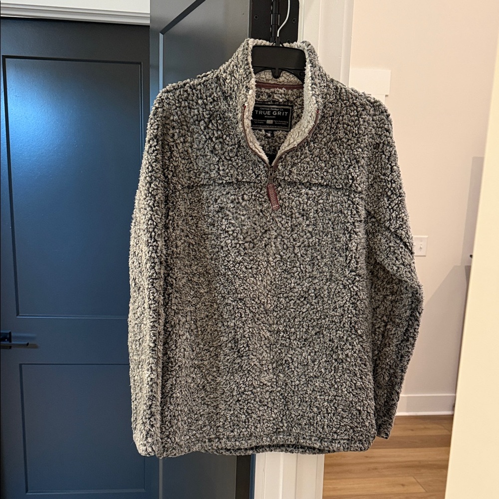 True Grit Men's Zip Up Sherpa Sweater - Gray